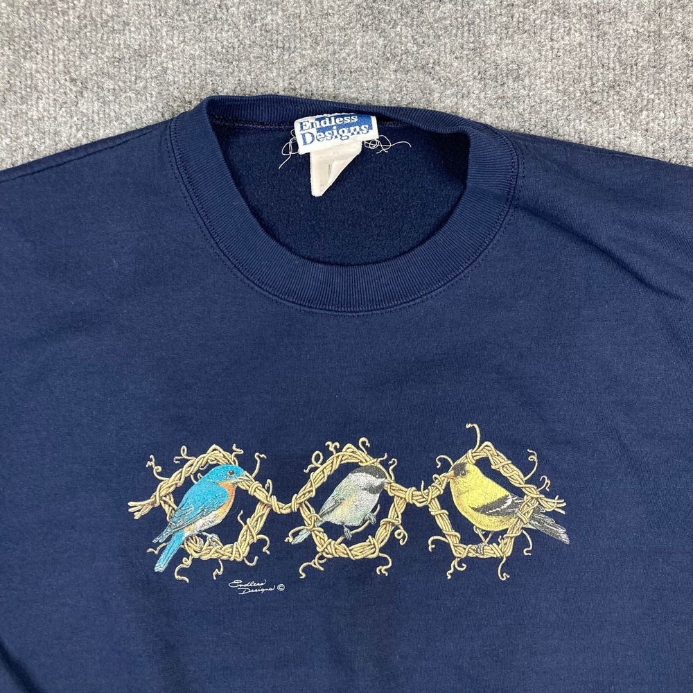 Endless Designs Bird Sweatshirt Women's 3XL Navy Crewneck Nature Wildlife